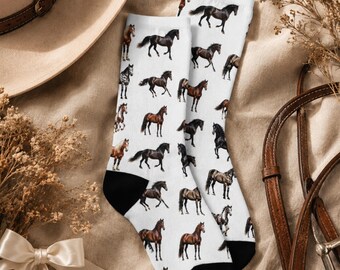 Horse Lover Socks, Equestrian Socks, Riding Socks, Horse Girl Gift, Western Crew Socks, Cowgirl Gift, Pony Lover Socks