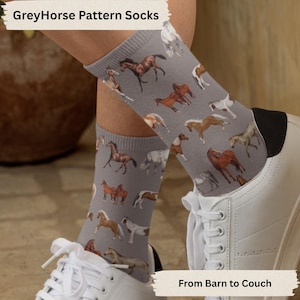Horse Print Crew Socks – Cozy Equestrian Gift