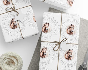 Horse Wrapping Paper, Equestrian Gift Wrap, Minimal Horse Gift Wrap Roll, Matte or Gloss Wrapping Paper, Horse Lover Gift Wrap