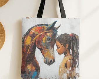 Bolso de mano Horse Girl – Bolso ecuestre para jinetes, regalo para amantes de los caballos, bolso de hombro estilo vaquera, bolso de mercado estilo granero