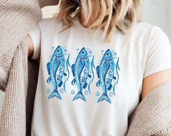 Sardine Shirt – Tinned Fish Graphic Tee, Vintage Sardines Shirt, Coastal Fish Shirt, Fisherman Aesthetic Beach Tee
