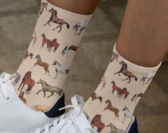 Horse Socks for Women, Funny Horse Socks, Horse Lover Gift for Her, Equestrian Riding Socks, Cowgirl Western Socks