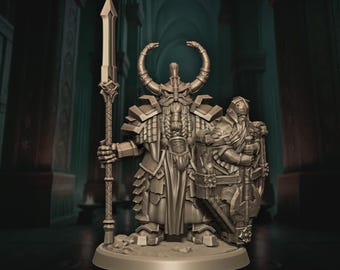 Garde Nain avec Lance et Bouclier - Impression 3D Résine Haute Qualité -Figurine Miniature 28/32/40mm - D&D, Pathfinder, Wargame
