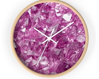 Pink Quartz Crystal Wall Clock