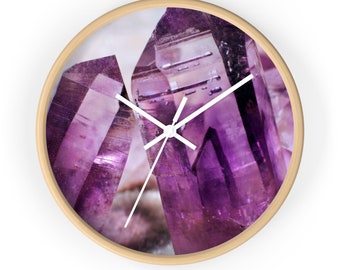 Purple Quartz Crystal Wall Clock