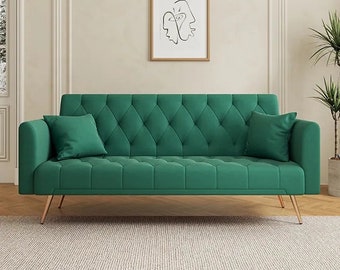Velvet green gray double multi-functional sofa bed noble and exquisite