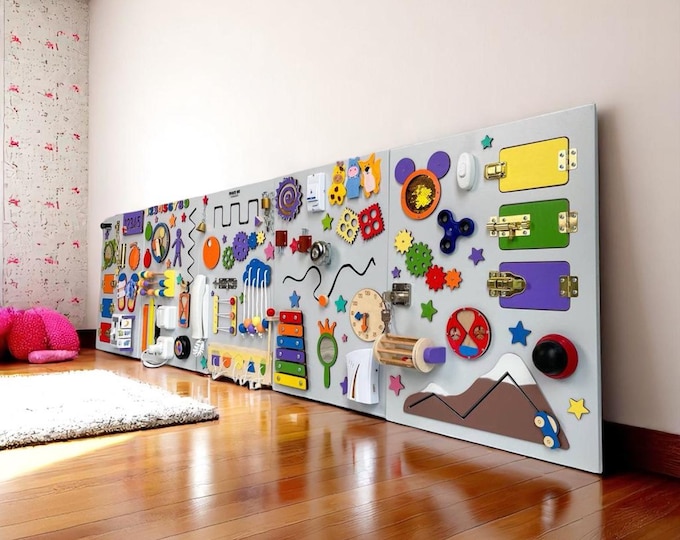 Montessori Busy Board, Activity Board for Toddlers, Wall-Mounted Panel Set, Ideal for Classrooms, Toddler Toys, Kids Play Toy, Learning Toys