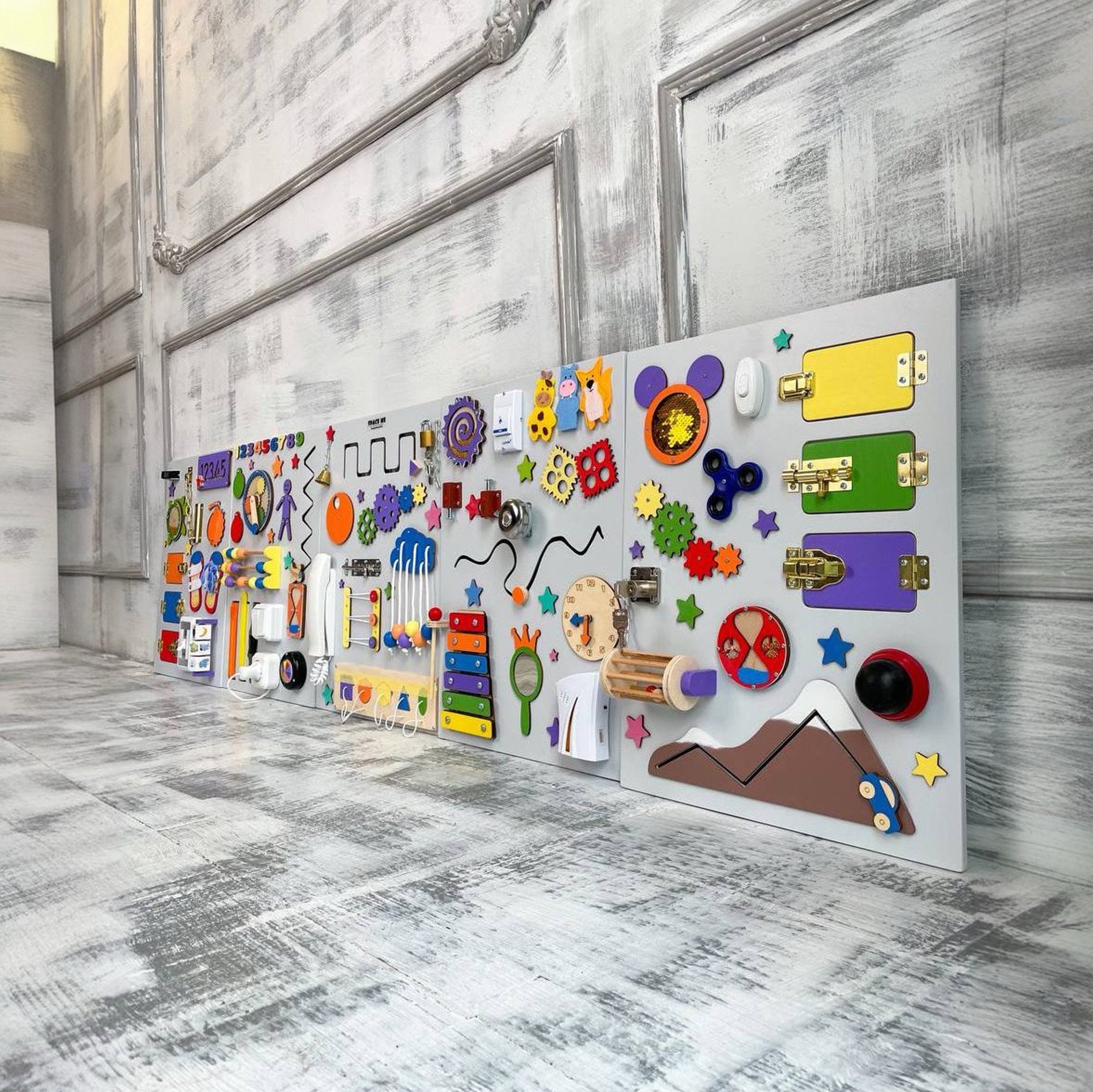 Extra Large Busy Board for Toddler Sensory Wall - Educational Toy for Occupational Therapy - Unique Montessori Gift for Baby Girl Boy
