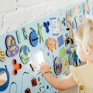 Tableau Montessori Occupé, Jouet éducatif interactif pour enfants, Idéal pour les terrains de jeu et les maisons, Ensemble mural d'activités, Outil d'apprentissage amusant pour les tout-petits