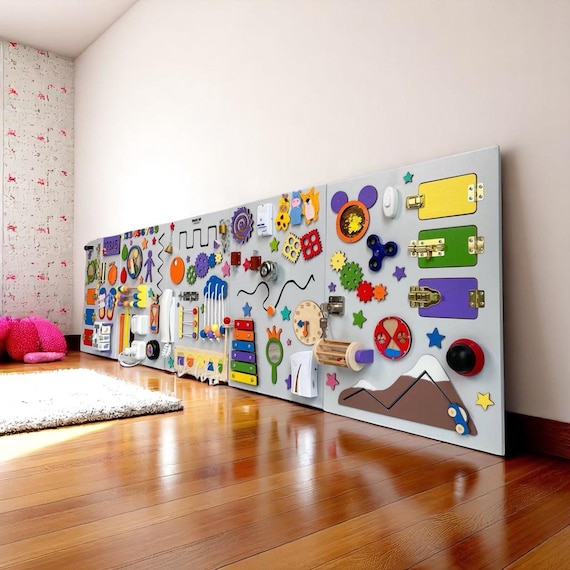 Large Montessori Busy Board, Toddler Wall Activity Board, Montessori Gift for Boys and Girls to Play and Learn at School, Fine Motor Skills