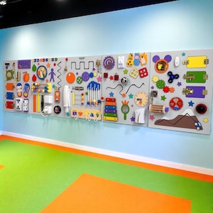 Toddler Busy Board, Wall Activity Toy with 5 Panels, Montessori Toy for Kids to Learn and Play, Great for Home, Church and School Play Areas