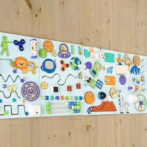 Tableau occupé Montessori, jouets pour tout-petits, tableau sensoriel en bois, cadeau de 1er anniversaire, tableau d'activités, jouets Montessori 3 ans, mur sensoriel
