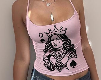 Queen of Spades Spaghetti Strap Tank Top, QOS Clothing