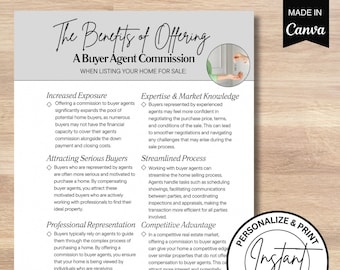 Real Estate Listing Presentation: Benefits of Offering a Buyer Agent Commission (Canva Editable, Digital Download)