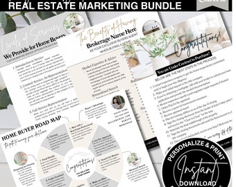 Buyer Agent BUNDLE, Real Estate Realtor Marketing, 4 Editable Canva Templates, Benefit of Buyer Agent, Levels of Service, Home Buying Guide,