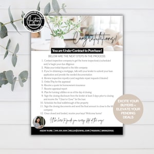 Real Estate Buyer's Next Steps Brochure:  Under Contract Template (Canva Editable, Digital Download)