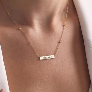 Bar Name Necklace & Initial Pendant, Personalized Name Choker For Women, Gift For Christmas 2025, Perfect Gift,Gift for her