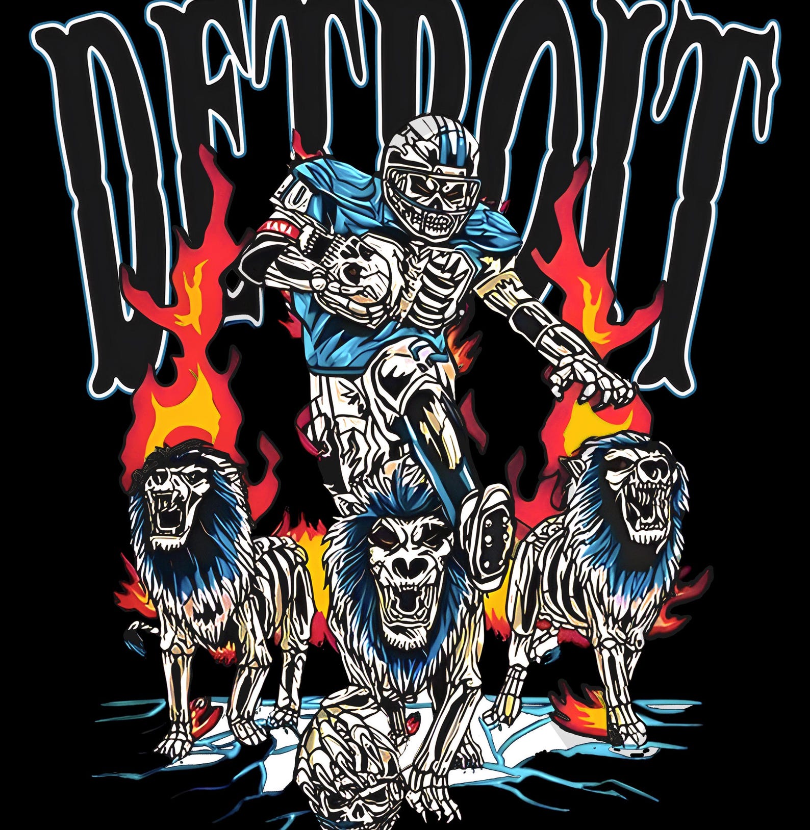 Detroit Lions Cartoon Bear Game Day Sweatshirt Gift Merch for Detroit