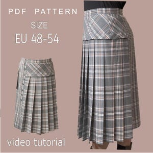 Plus Size Asymmetrical Plaid Skirt Sewing Pattern, EU 48-54 (PDF Pattern A0, A4, Letter)