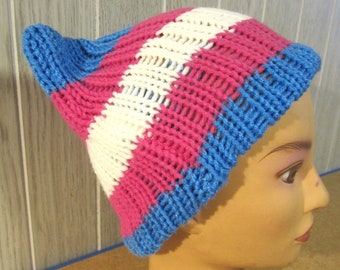 Trans PRIDE Beanie PUSSYHAT GayPride Transgender LGBTQ+ Cat Hat Protest Cap