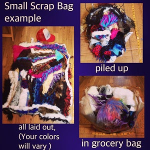 FauxFur Scrap Bag - Only SMALL pieces - scraps art craft costume DIY projects monster fake fun vegan fur multicolored  FREE Shipping in Usa