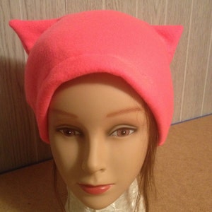 Hot Pink FLEECE Cat Beanie Fox Ears Cap PolarFleece Kitty Ear PUSSYHAT Budget Costume One Size Free 1st Class Shipping & Charity Donation
