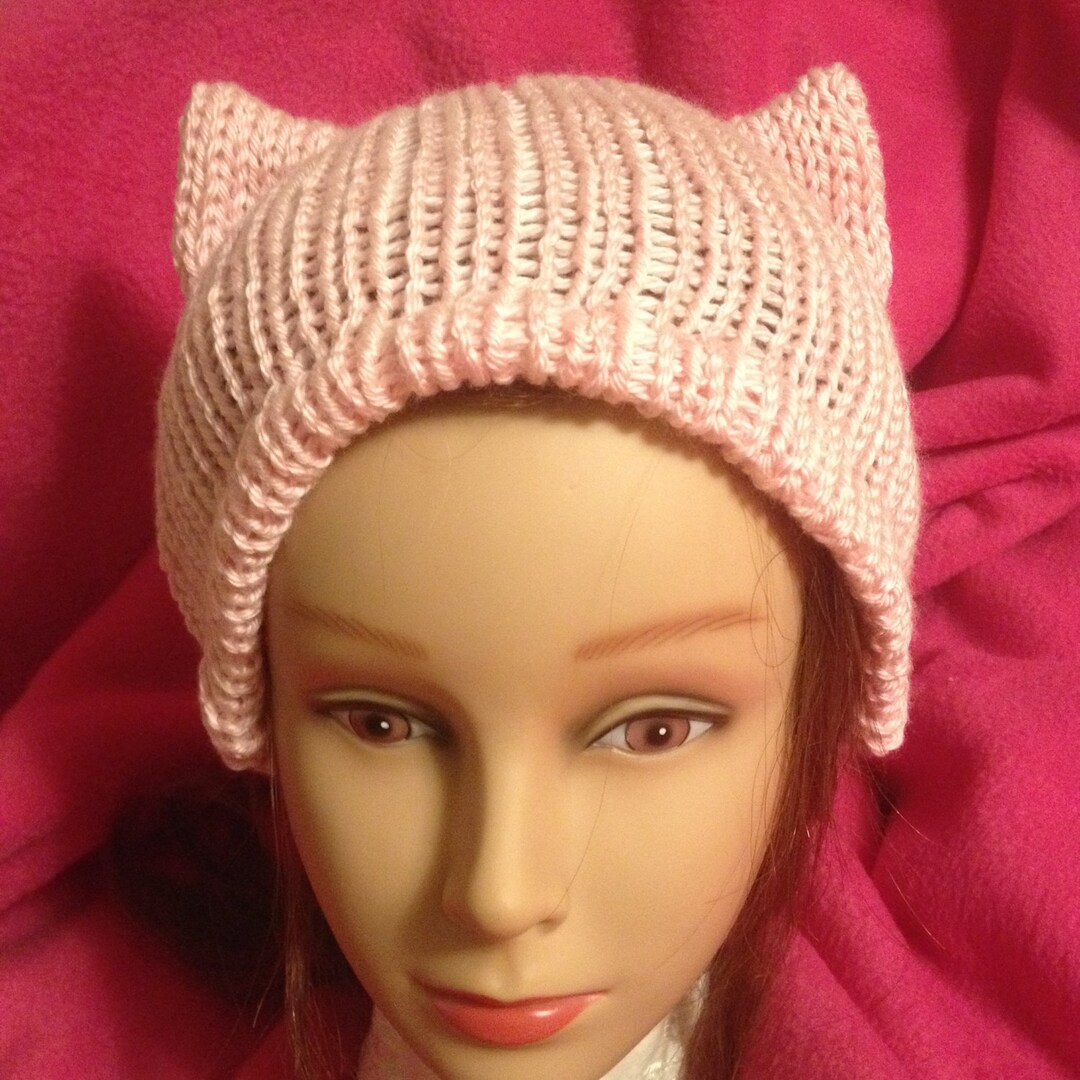 CAT BEANIE Light Pink Kitty Ears Hat Fox Eared Pussyhat Protest Cap