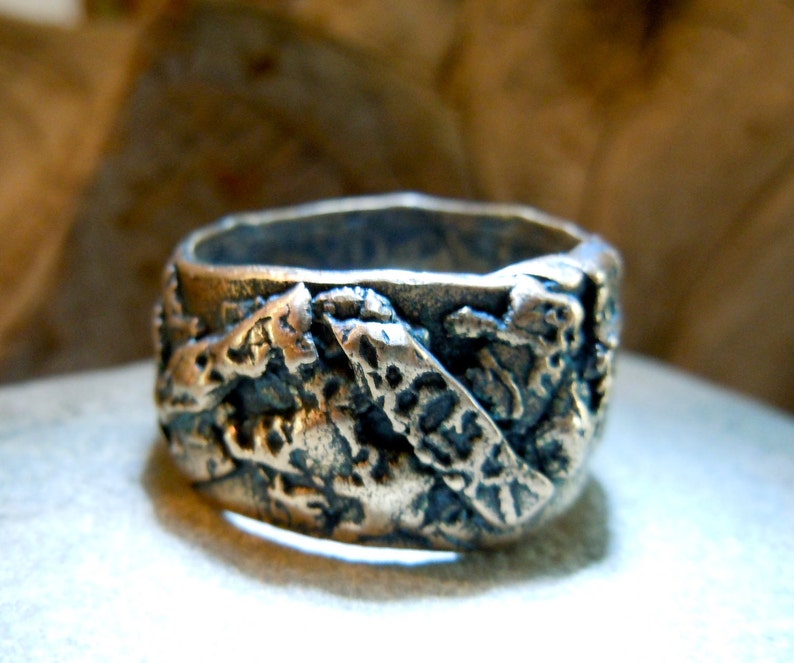 Wedding Bronze Precious Metal Ring Band Layered Natural Etsy