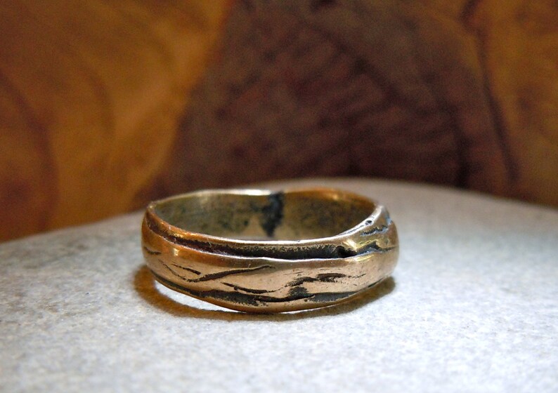 Bronze Precious Metal Ring Band Layered Natural Irregular Etsy