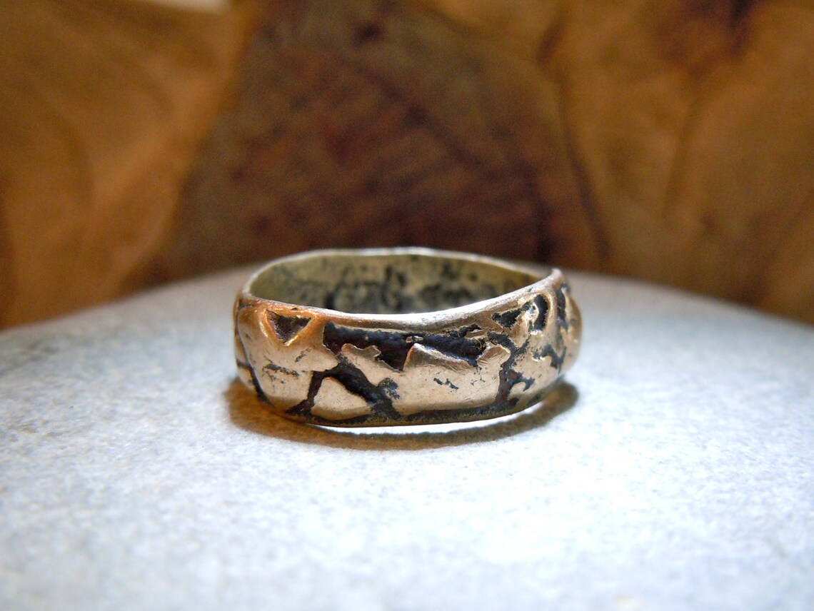 Bronze Precious Metal Ring Band Layered Natural Irregular Etsy