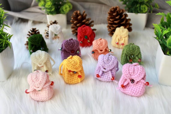 Zaino Amigurumi fatto a mano, portachiavi all'uncinetto, zaino