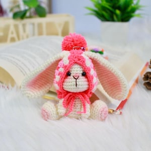 Accessories Rabbit Crochet Keychain for Backpack Accessories Keychain Pocket for Bag Plushies Rabbit Keychain Purse Crochet Keychain Plush