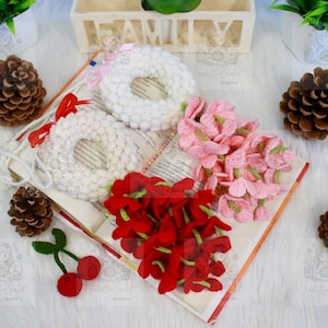 Handmade Fake Flower Crochet Thai Garland for Wedding Accessories Car Rear View Mirror Accessories Mother&#39;s Day Gift Father&#39;s Day Gift