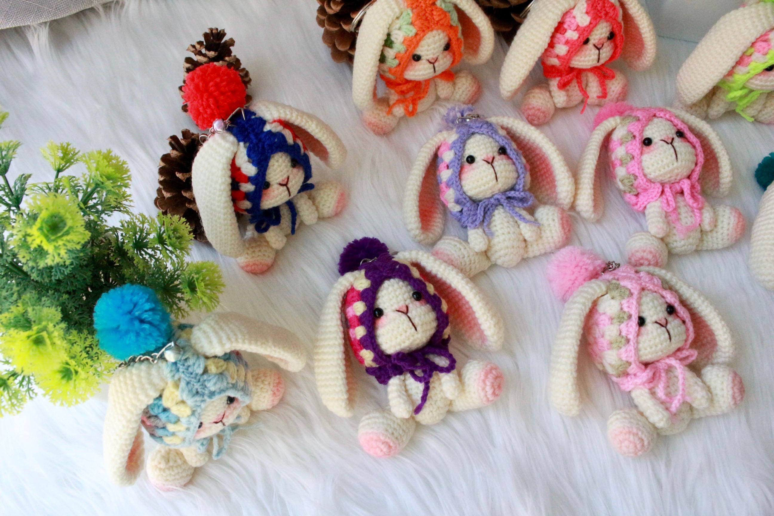 Accessories Rabbit Crochet Keychain for Backpack Accessories Keychain ...