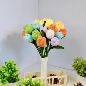 Handmade Amigurumi Tulip Flower Crochet Decorations
