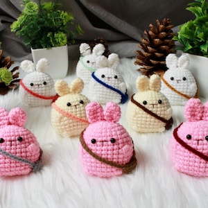 Handmade Amigurumi Cute Bunny Crochet Keychain Cute Bunny Rabbit Keychain For BackPack Bunny Rabbit Crochet Plush Toy Gift For Friends