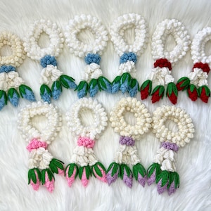Crochet Garland for Special Event Mother’s Day Gift Father’s day Gift Thai Culture Jasmine Flower Rose flower for Gift Flower Garland Floral
