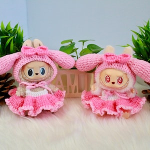 Vestido Labubu Para Labubu Macaron Trajes Para Labubu Macaron Accesorios Para Labubu Muñeca Labubu El Monstruo Trajes De Ganchillo Labubu Ropa Para Labubu