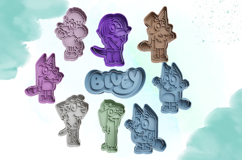 Bluey cookie / cupcake topper cutter and stamp set full set