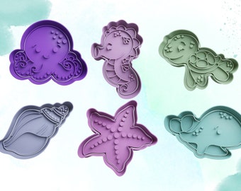 Under the sea cookie/ cupcake topper cutters and stamp set