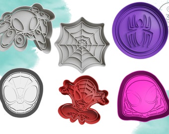 Spideyman and his amazing friends cookie/ cupcake topper cutters and stamp set