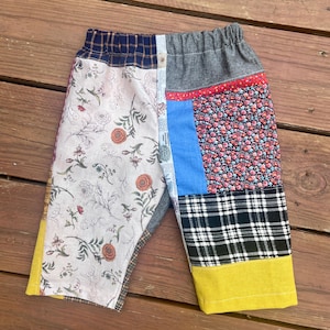 18 mos Toddler Patchwork Pants  Made from colorful reclaimed fabric scraps