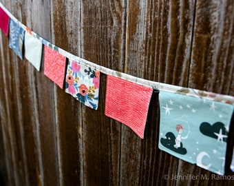 Floral Bunting Banner or Garland,  patchwork inspired - 5.5 feet long