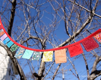 Rainbow Bunting Banner or Garland,  patchwork inspired