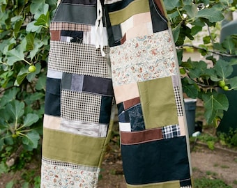 Small (Adult) Patchwork Pants - Neutral colors plus olive green - Made from remnants and scraps