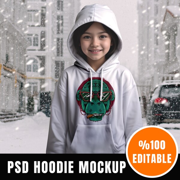 Digital Hoodie Mockup Girl Hoodie Mockup Christmas Hoodie Mockup Kids White Sweatshirt Mockup Crewneck Sweater JPG Digital Download