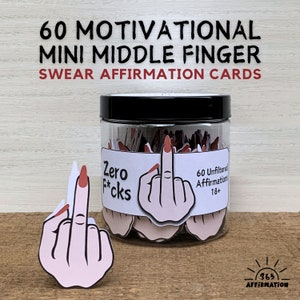 Cartes d'affirmation de jurer du majeur, cadeau badass pour meilleure amie, collègue de travail, cadeau drôle pour adulte, affirmation de 365, pot de citations positives quotidiennes