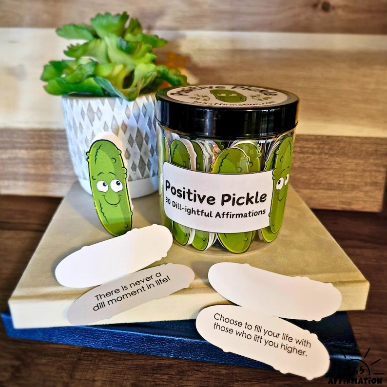 Positive Pickle Emotional Support Affirmation Cards Mental Health Desk Accessories Handmade Gift Box for Coworker Care Package For Friend zdjęcie 2