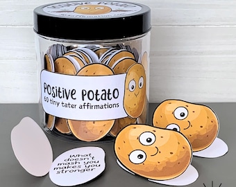 Positive Potato Affirmation Cards: Gratitude Jar, Daily Quotes and Encouragement Gift