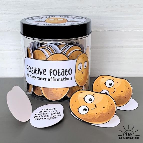 Positive Potato Affirmation Cards: Gratitude Jar, Daily Quotes and Encouragement Gift